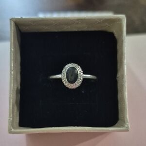 Elegant Silver Ring with Black Stone
